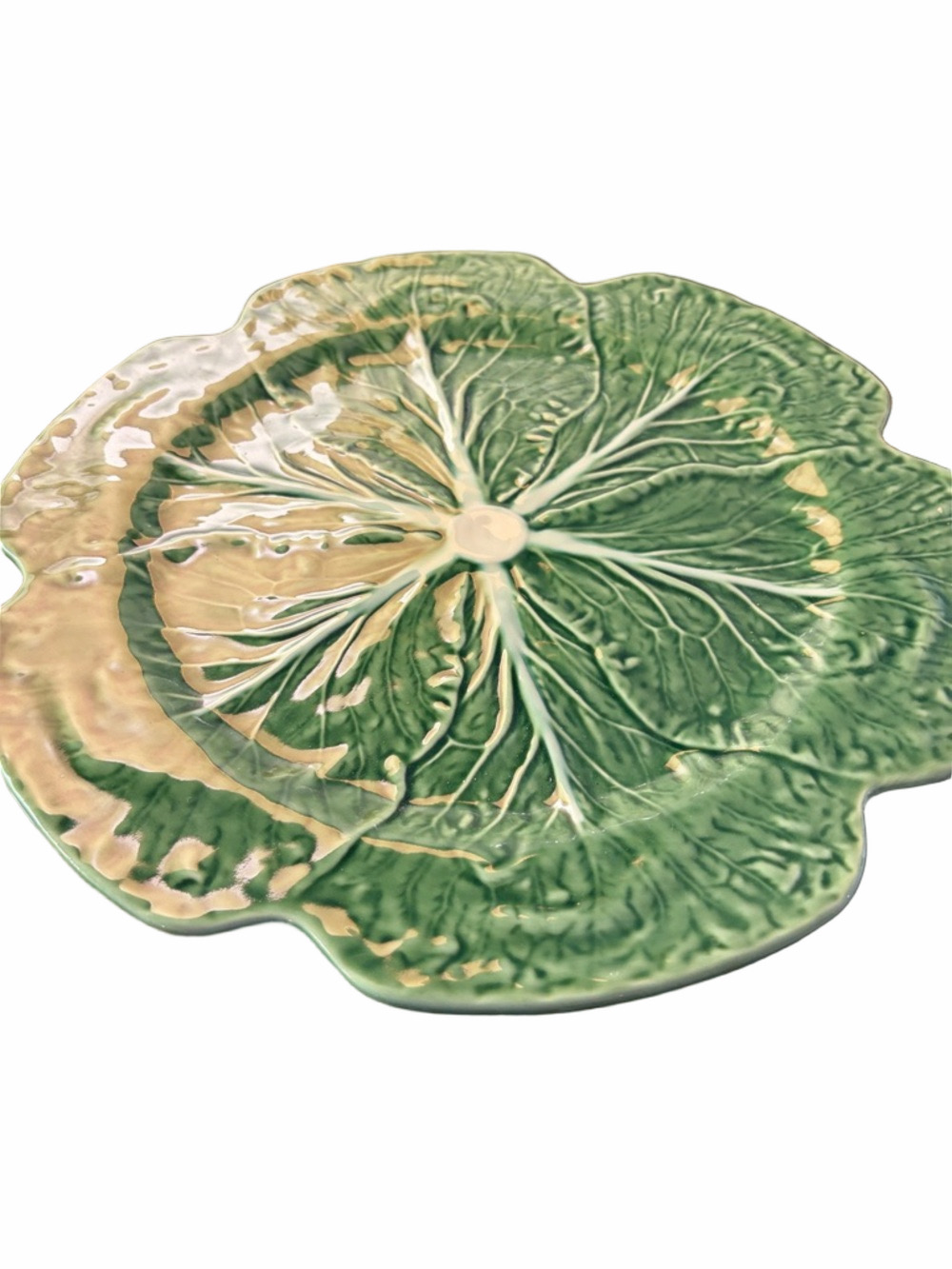 Bordello Pinheiro cabbageware petastal 12” cake servingware , signed. - Picture 2 of 2